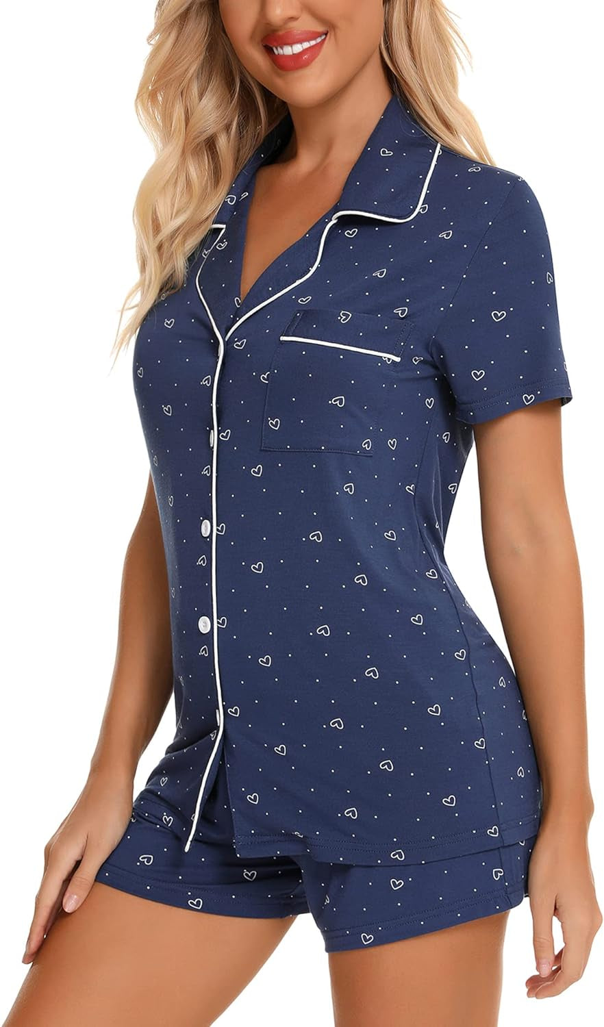 Pajamas for Women Set Short Sleeve Button up Soft Pjs