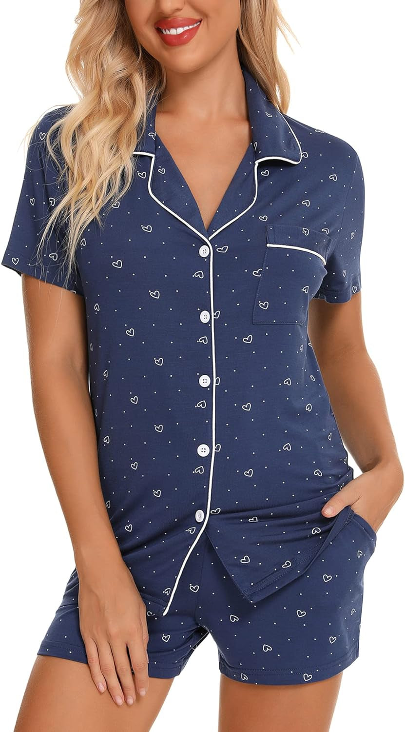 Pajamas for Women Set Short Sleeve Button up Soft Pjs
