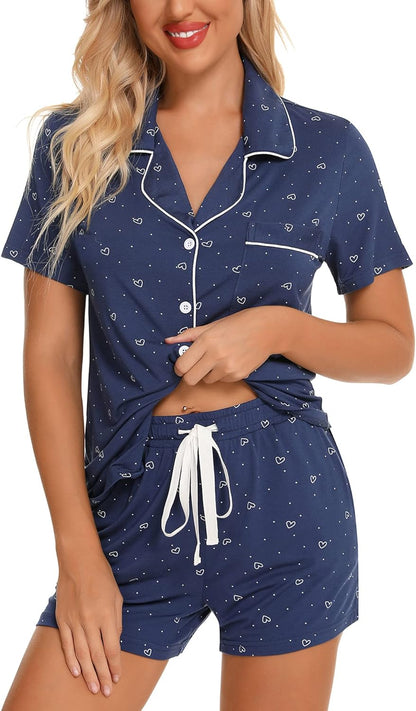 Pajamas for Women Set Short Sleeve Button up Soft Pjs